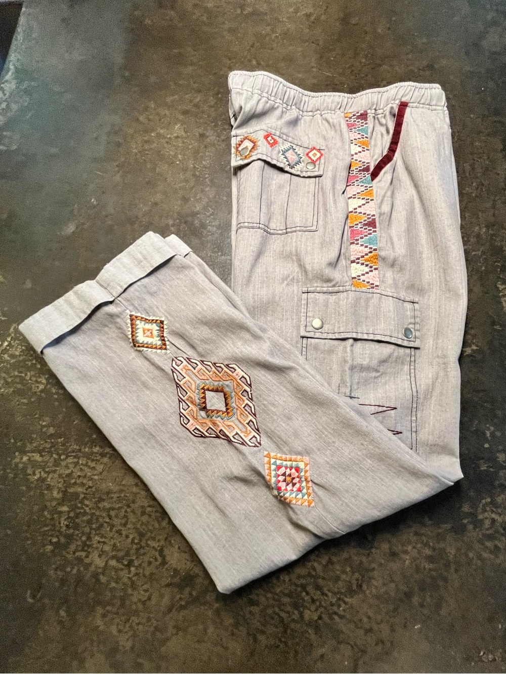 Double D Ranch Taupe Embroidered Pants, L